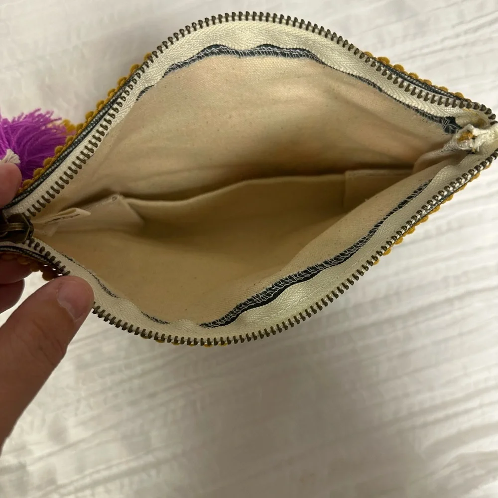 natural life Charcoal Gray Pink Blue Gold Floral Canvas Cosmetic Pencil Pouch - Picture 7 of 9